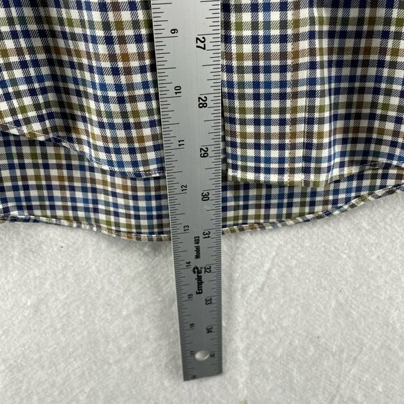 Jos. A. Bank Button-Up Shirt Mens Sz S Blue Brown Gingham Collared Tailored Fit - Picture 4 of 11